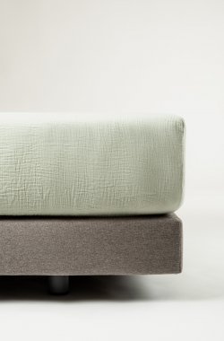 Drap housse en Coton Bio froissé pour lit adulte