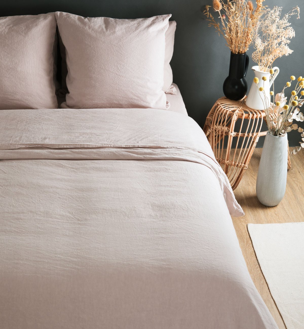 Adult duvet cover in Organic Cotton and linen + Kadolis pillowcases