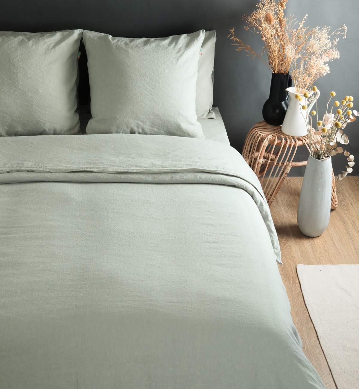 Adult duvet cover in Organic Cotton and linen + Kadolis pillowcases