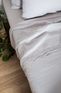 Crumpled Organic cotton adult Flat sheet