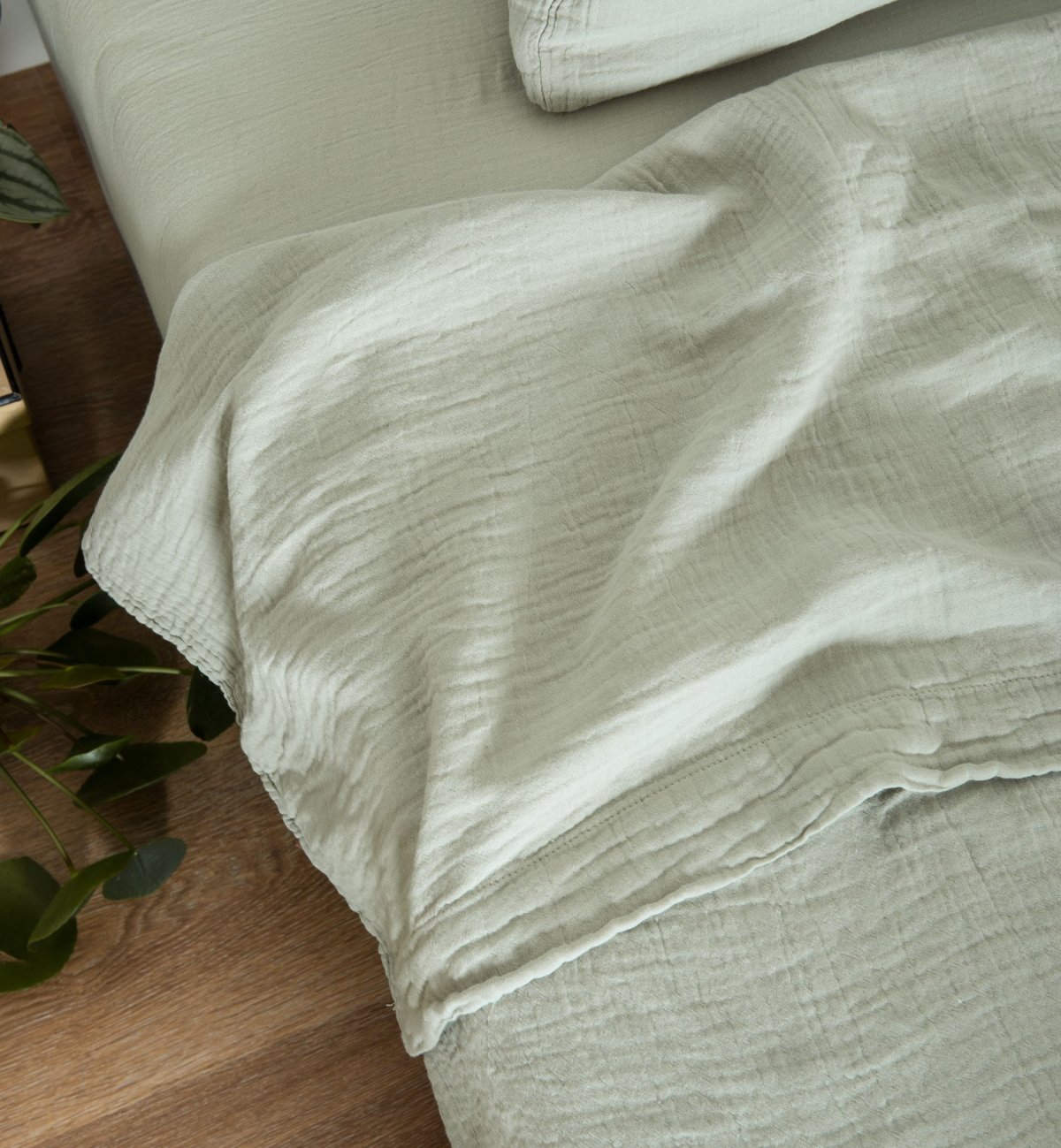 Drap plat en Coton Bio froissé pour lit adulte