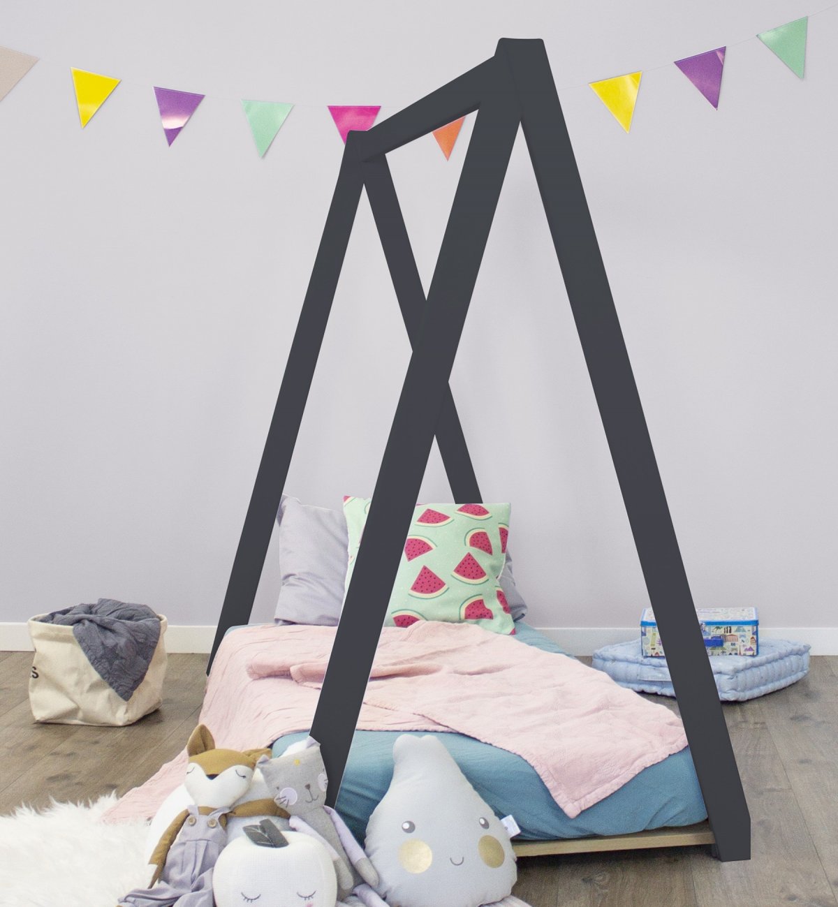 Pack Children's tepee bed with Evolution Latex mattress and Kadolis duvet