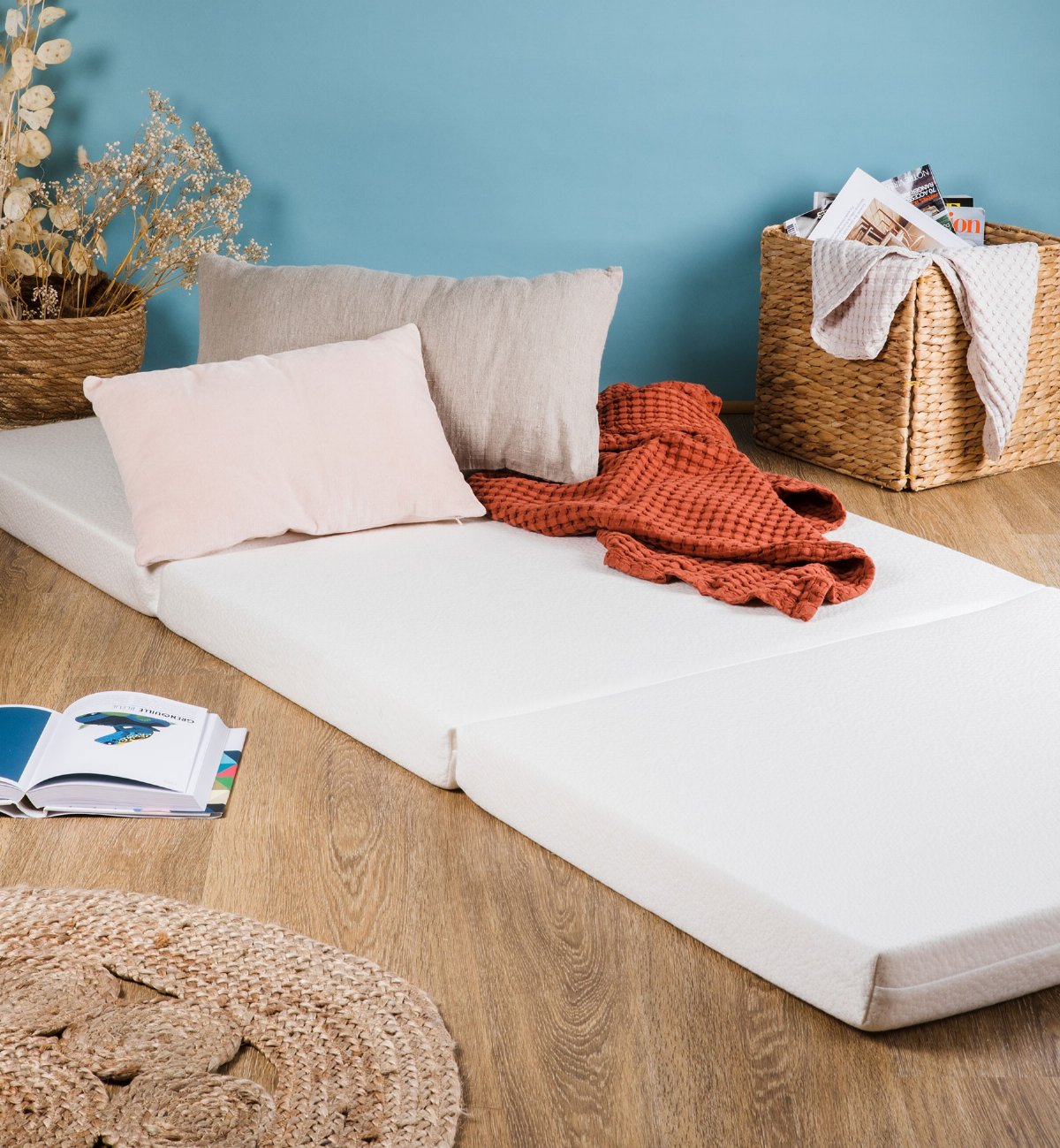 Matelas nomade pliant pour adulte ou enfant 80x190x5cm Aloe Vera avec sac de transport