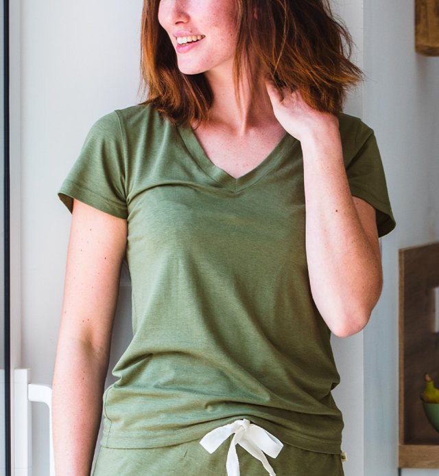 Women's pyjama top in Organic Cotton and  TENCEL™ Sonora