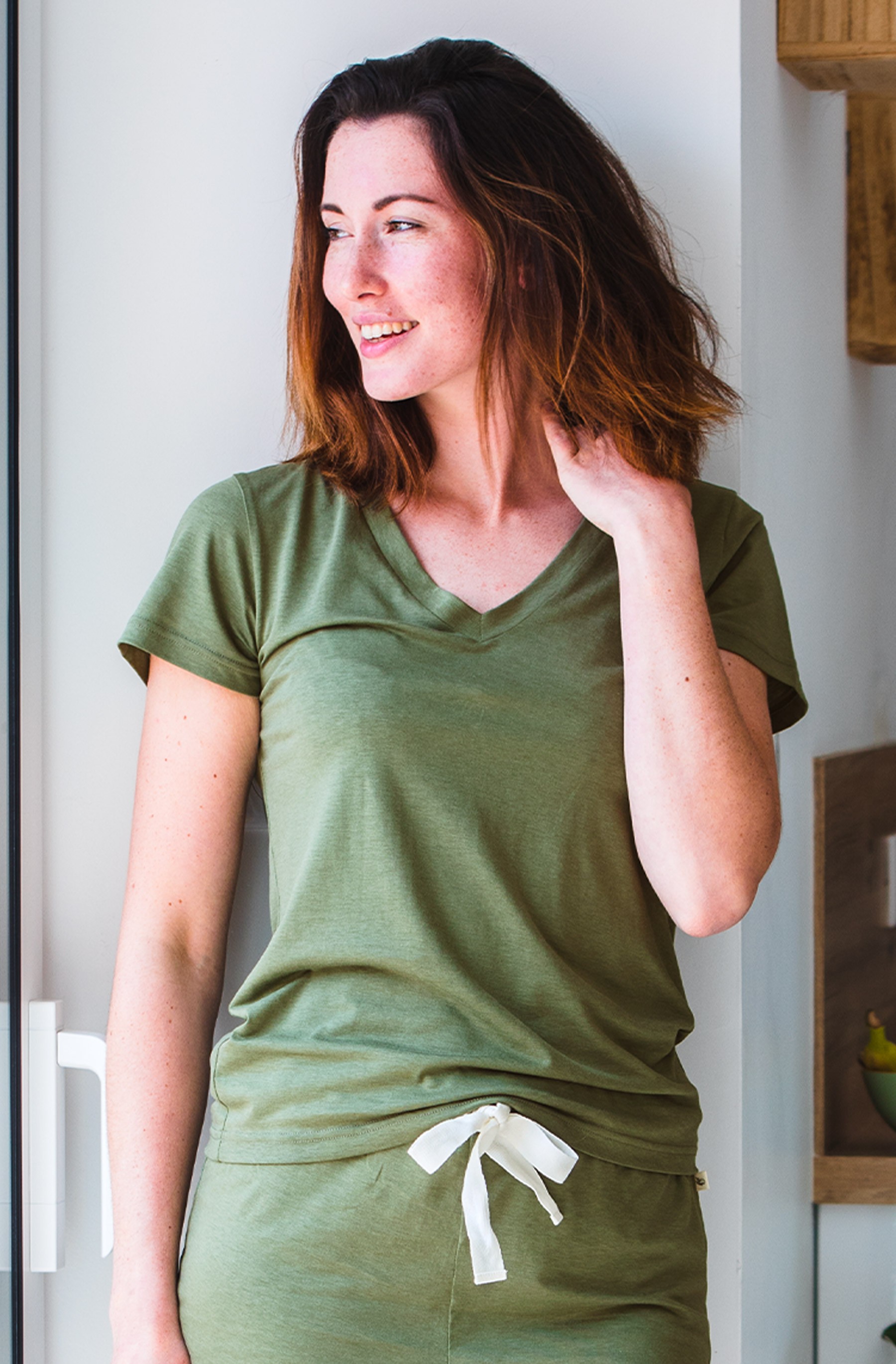 Maglia pigiama a maniche corte in Cotone bio e TENCEL Sonora