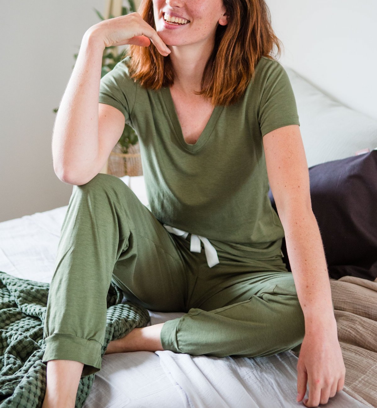 Damen-Pyjama-Oberteil aus Bio-Baumwolle und  TENCEL™ Sonora