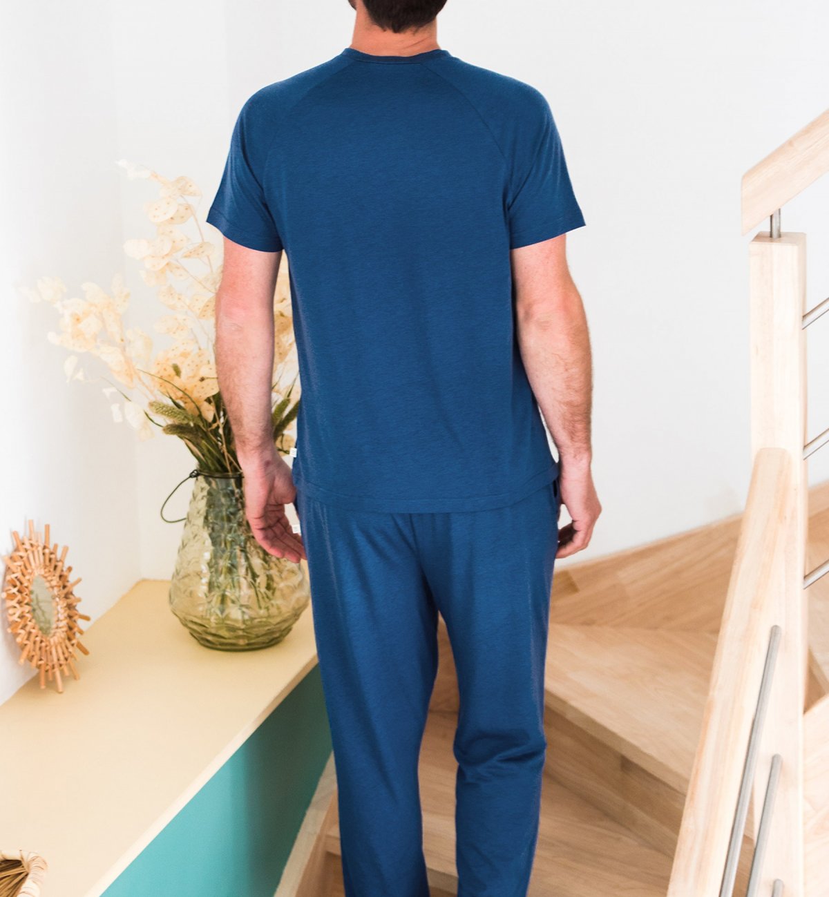 Pantalon de pyjama en coton bio Coton Tekla pour homme en coloris Bleu Homme Vêtements Vêtements de nuit 