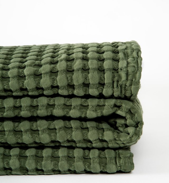 Grand plaid- couverture- 100%Coton Bio - Paros et maille gaufrée coloris uni
