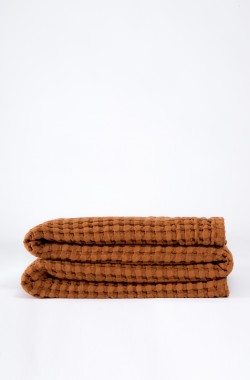 Grand plaid- couverture- 100%Coton Bio - Paros et maille gaufrée coloris uni