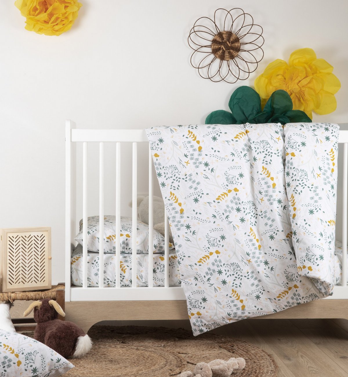 Drap housse Olivia oie naturel, Linge de lit bébé