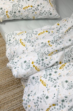 Capa de edredão para cama individual em algodão orgânico Yukari - Kadolis