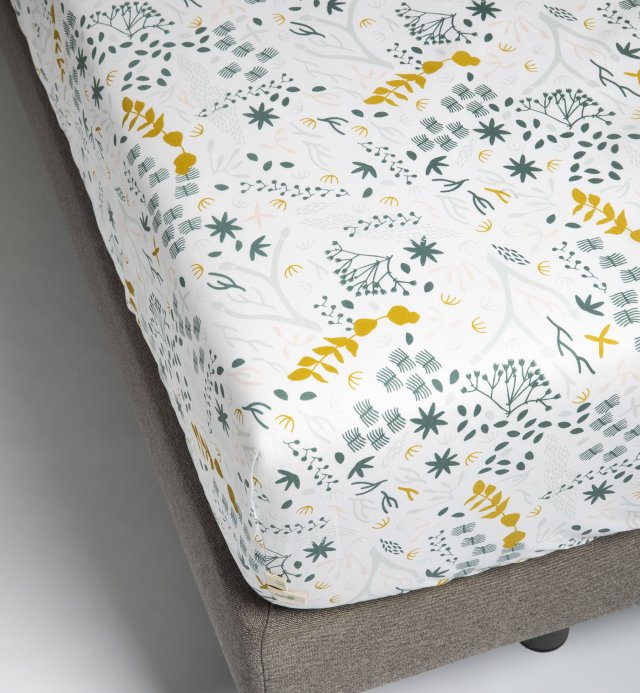 Sábana bajera de algodón orgánico estampado Yukari para cama de adulto