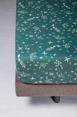 Sábana bajera de algodón orgánico para adultos con diseño Ikebana
