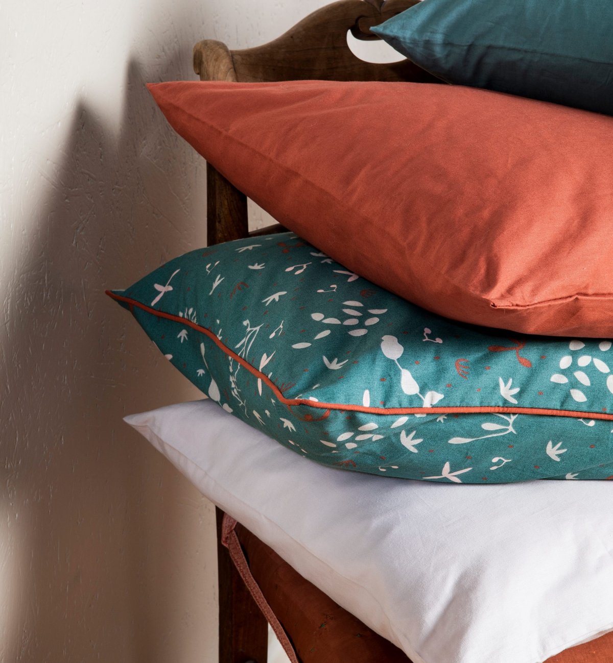 Funda de almohada de Algodón Orgánico con diseño Ikebana