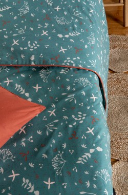 Bettdeckenbezug aus Bio-Baumwolle für ein Einzelbett mit Ikebana-Motiven