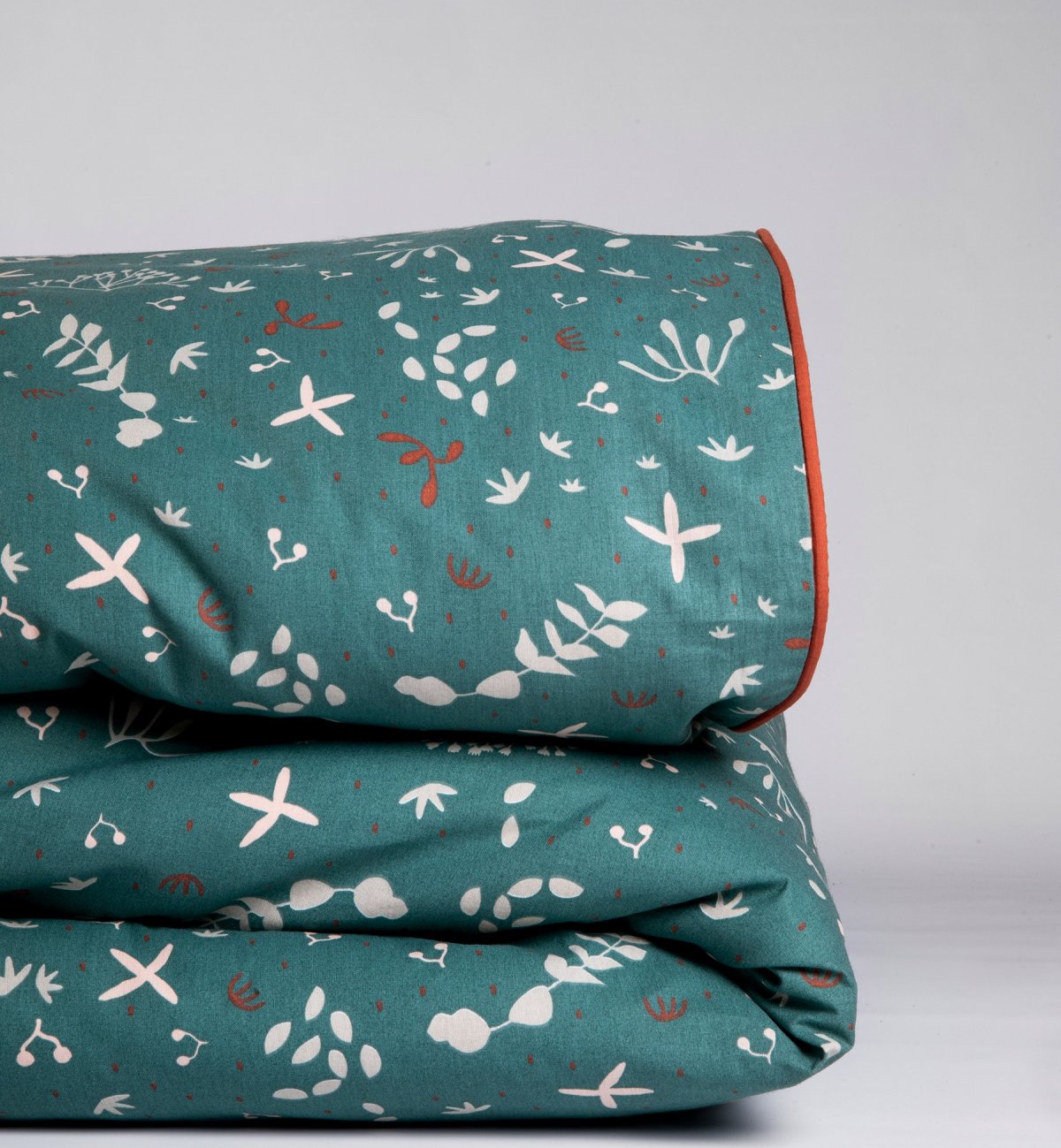 Housse de couette en Coton Bio pour lit 1 personne à motifs Ikebana