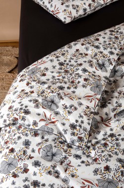 Capa de edredão de algodão orgânico para cama individual com padrão Ikebana