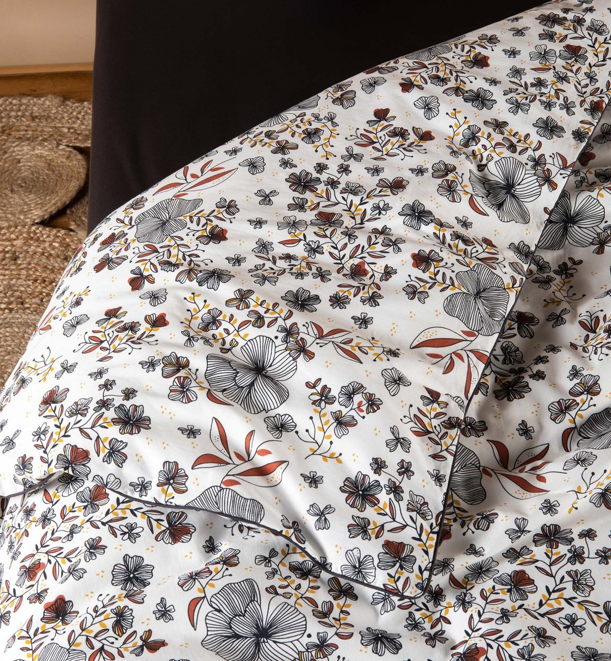 Organic Cotton comforter cover for single bed with Ikebana pattern