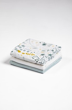 3er-Set Windeln aus Bio-Baumwolle mit Sternenmotiven 60x60 cm Kadolis