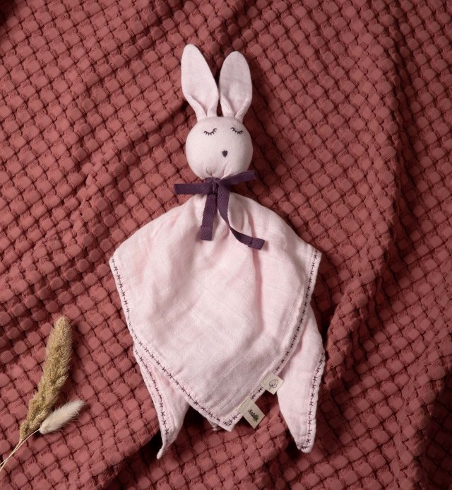 Doudou bébé- Coton Bio - langes - Robin le lapin - 4 coloris