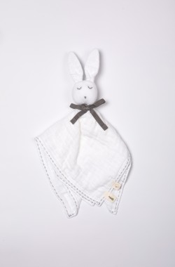 Doudou bébé- Coton Bio - langes - Robin le lapin - 4 coloris