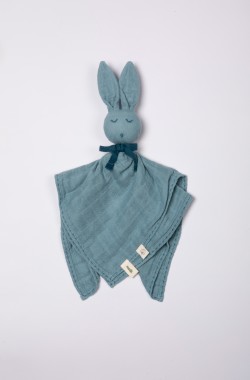 Doudou bébé- Coton Bio - langes - Robin le lapin - 4 coloris