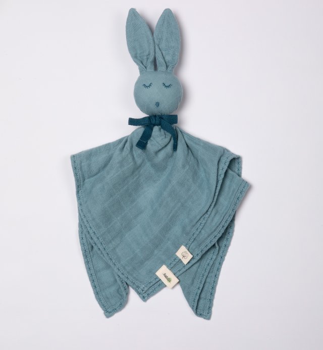 Doudou bébé- Coton Bio - langes - Robin le lapin - 4 coloris