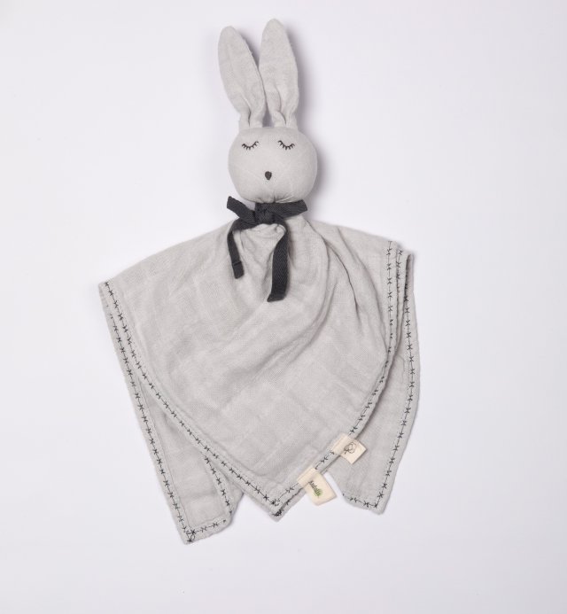 Doudou bébé- Coton Bio - langes - Robin le lapin - 4 coloris