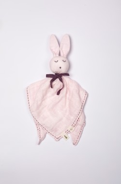 Doudou bébé- Coton Bio - langes - Robin le lapin - 4 coloris