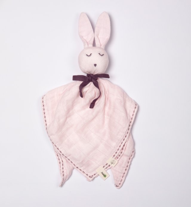 Doudou bébé- Coton Bio - langes - Robin le lapin - 4 coloris