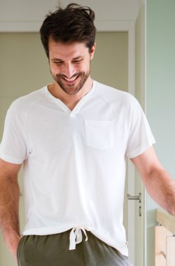 Pijamas curtos masculinos em algodão orgânico e TENCEL™ - Kadolis
