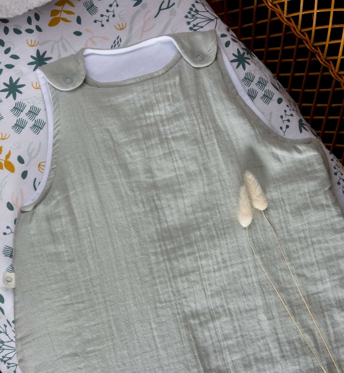 Summer sleeping bag in Organic Cotton gauze with matching pouch