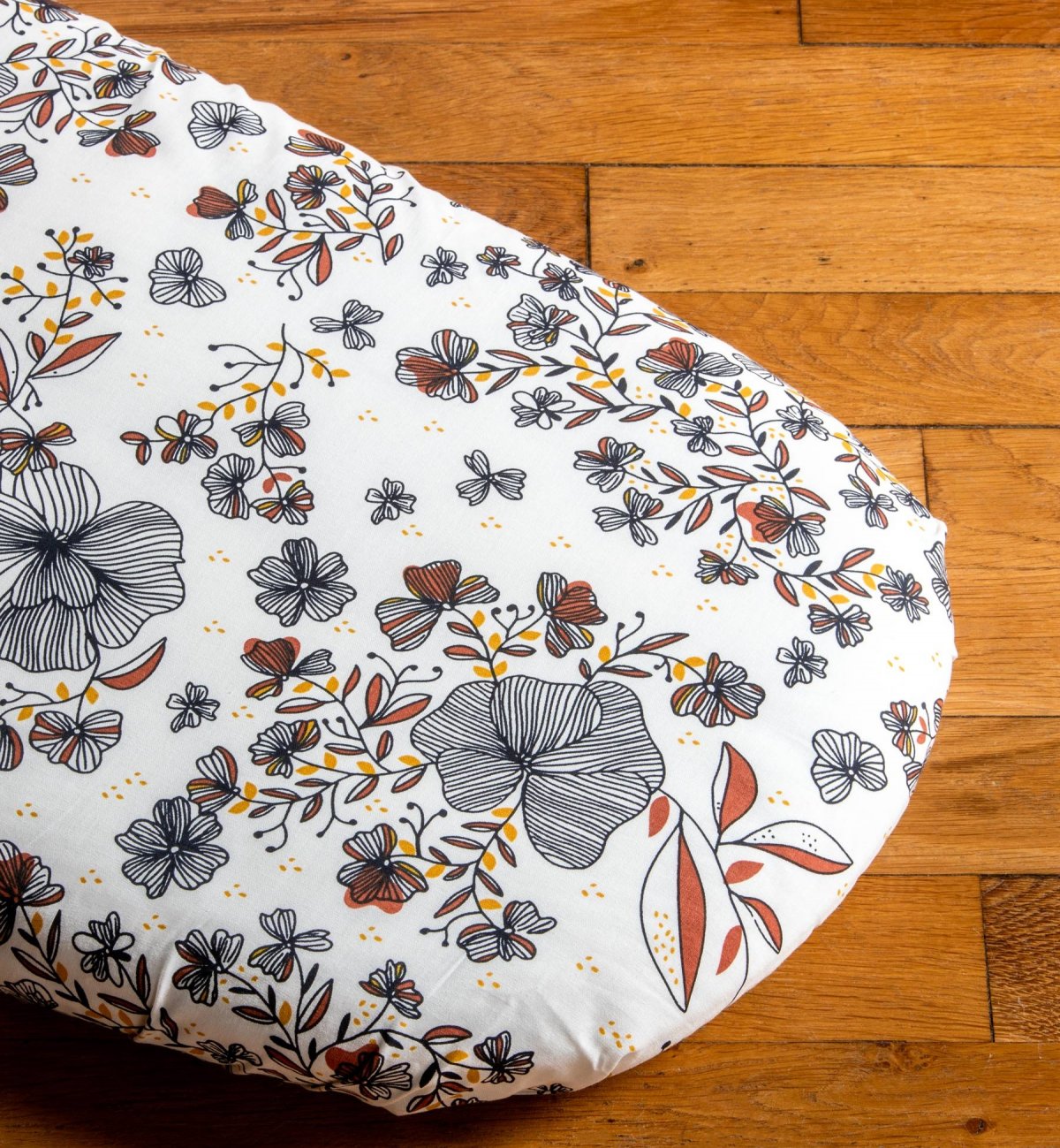 Organic Cotton fitted sheet with flower for baby carriage -Kadolis