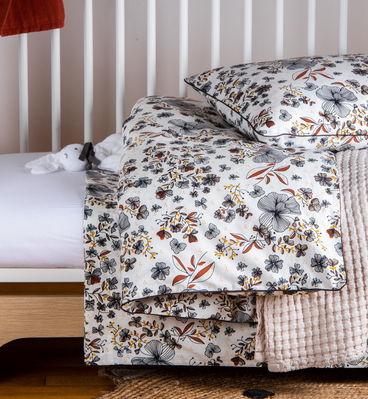 Bettbezug mit Blumenmuster aus Bio-Baumwolle für Babybett