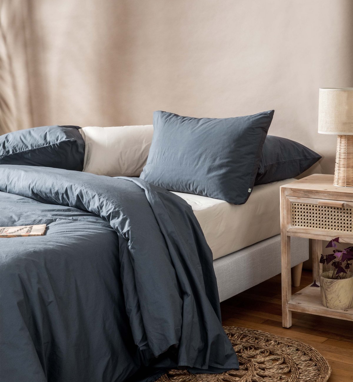 Housse de couette Adulte en Percale de Coton Bio lavé