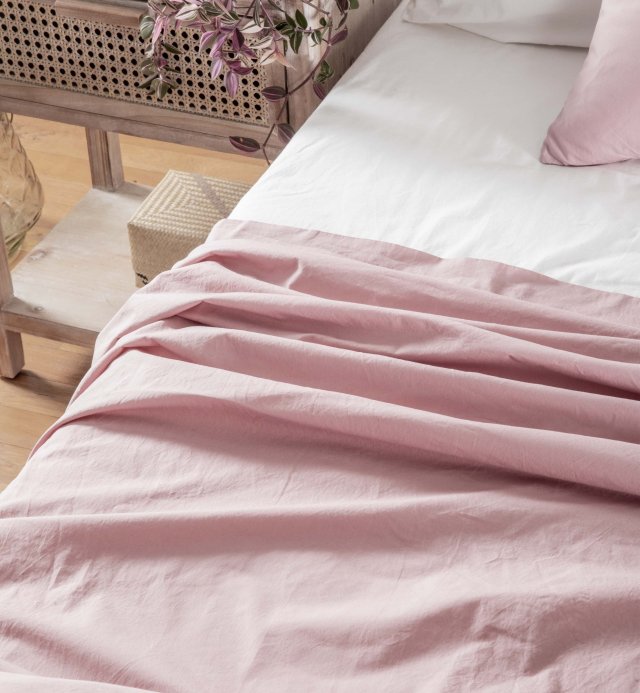 Adult flat sheet in washed Organic Cotton percale