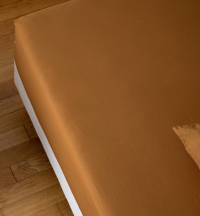 Spannbettlaken aus gewaschenem Bio-Baumwoll-Perkal - Einzelbett