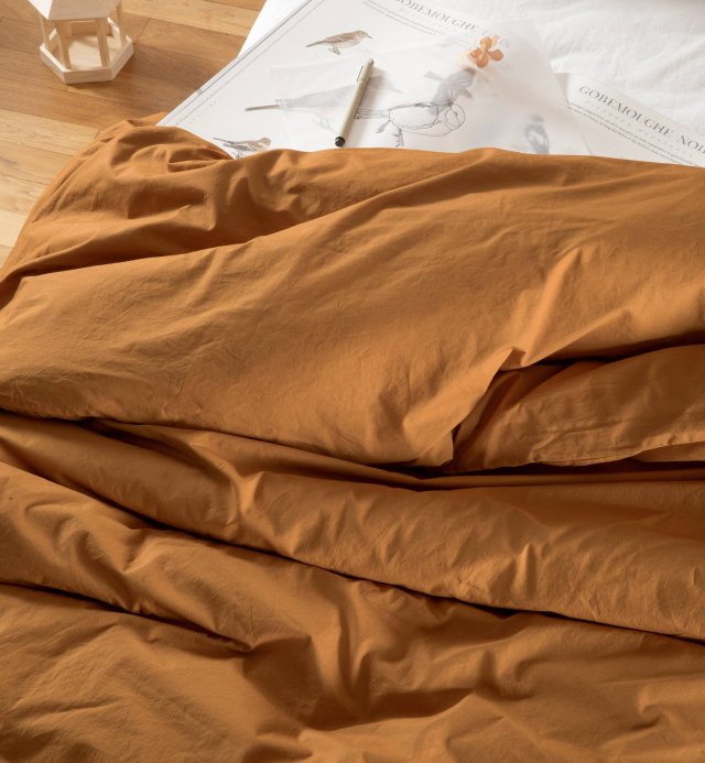 Capa de edredão em percal de algodão orgânico lavado para cama individual 140x200cm