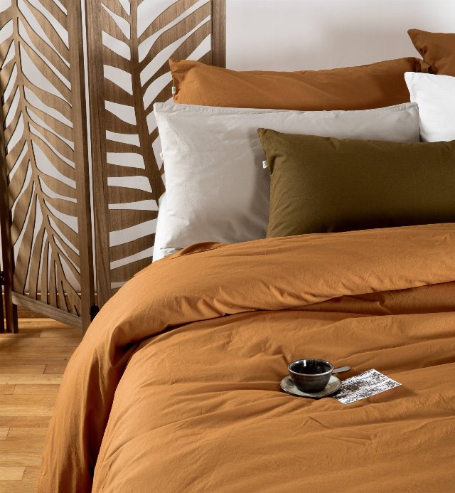 Capa de edredão em percal de algodão orgânico lavado para cama individual 140x200cm