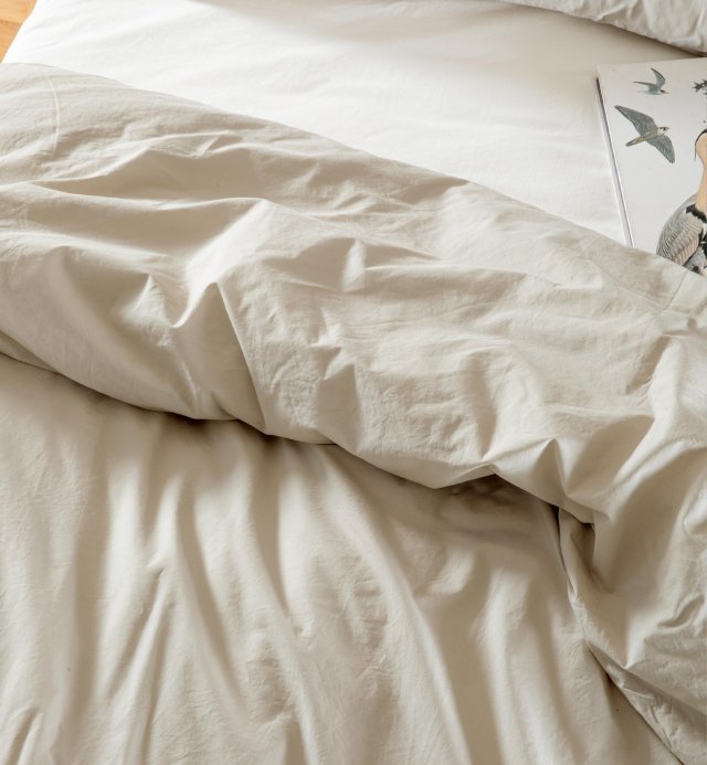 Duvet cover in washed Organic Cotton Percale for single bed 140x200cm
