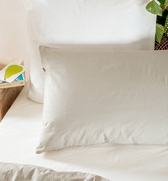 Taie d’oreiller - toutes tailles - Percale 100% Coton Bio lavé