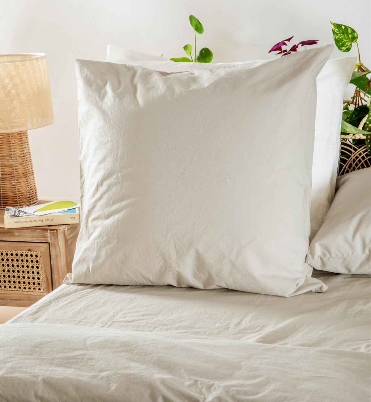 Pillowcase in washed Organic Cotton percale