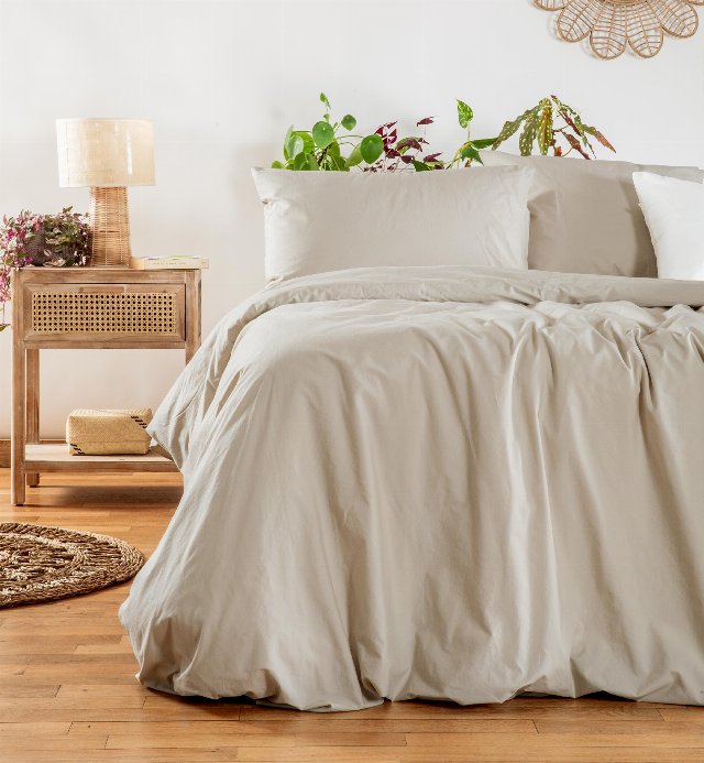 Adult flat sheet in washed Organic Cotton percale