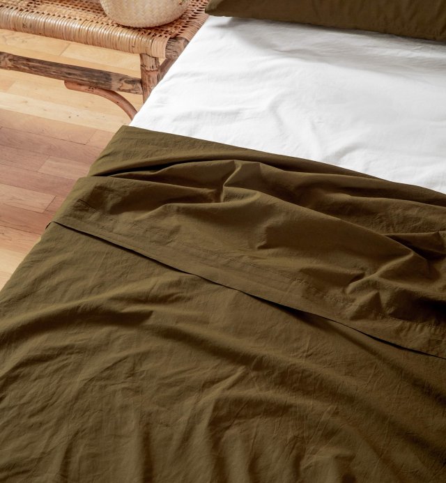 Drap plat Adulte en Percale de Coton Bio lavé - lit 2 personnes