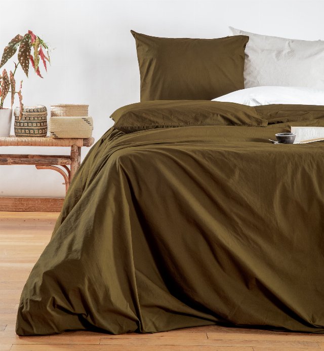 Adult flat sheet in washed Organic Cotton percale