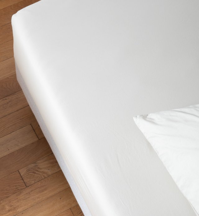 Lençol em percal de algodão orgânico lavado - cama individual
