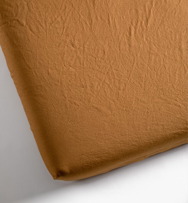 Lenzuolo con angoli in percalle di cotone organico lavato - letto singolo