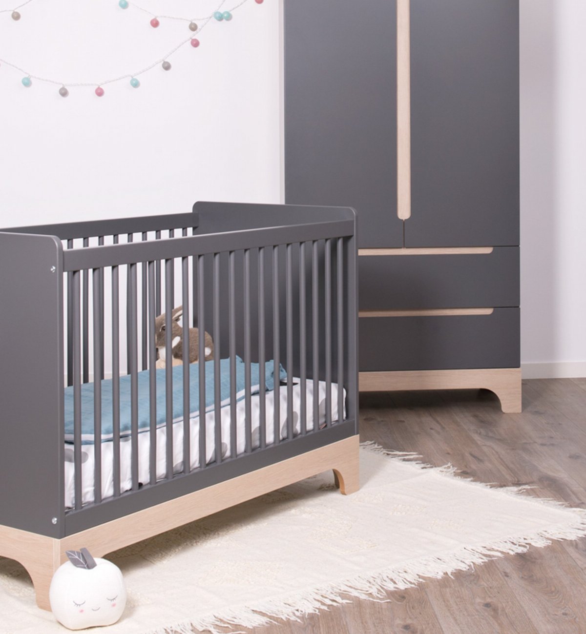 Cama de madera para bebé Calvi 60x120 cm Kadolis