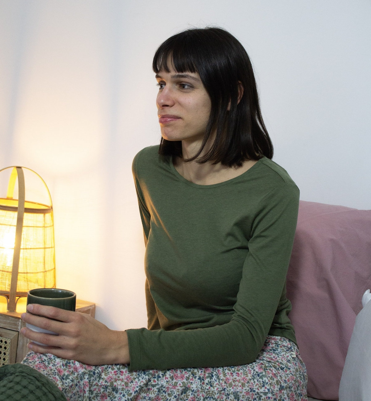 Pyjamatop met lange mouwen voor dames, gemaakt van Biologisch Katoen en TENCEL™.