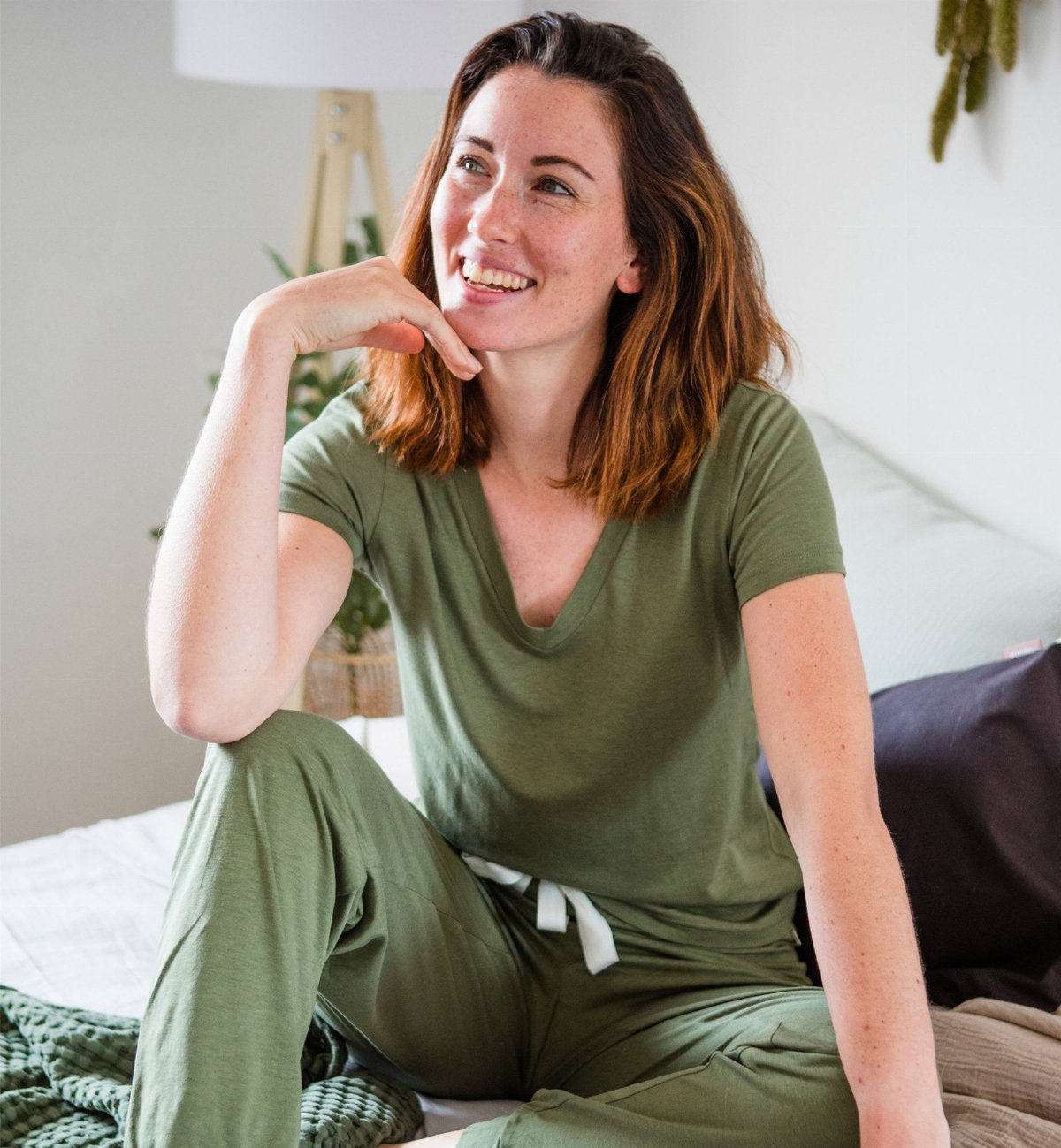 Conjunto de pijama de algodão orgânico e TENCEL™ para mulher